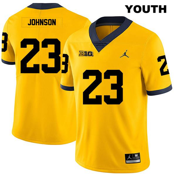 Youth NCAA Michigan Wolverines Quinten Johnson #23 Yellow Jordan Brand Authentic Stitched Legend Football College Jersey LA25W83WQ